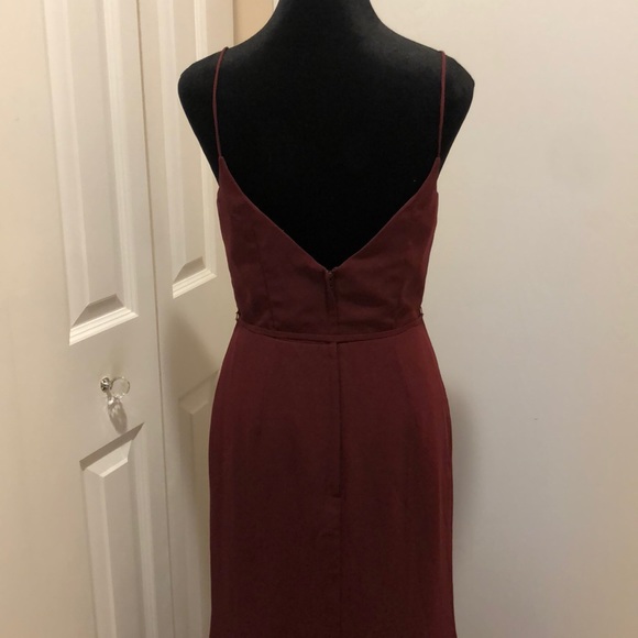 CHRISTINA WU Burgundy Evening Party Wedding Spaghetti Strap Dress - Picture 7 of 11